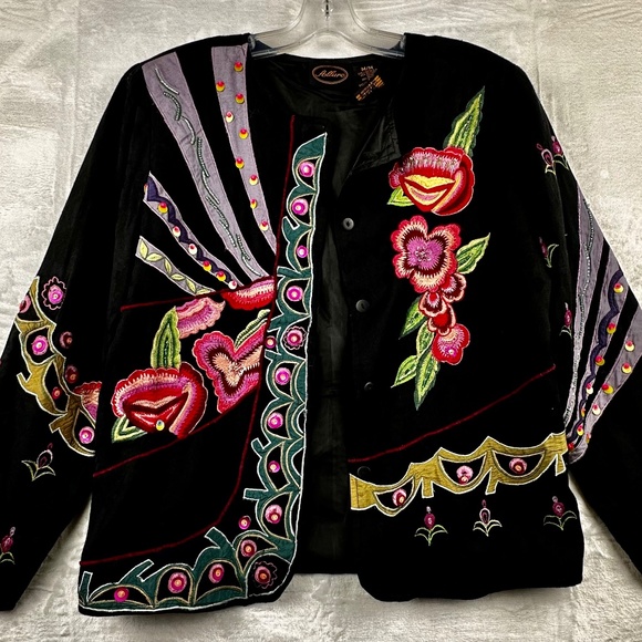 Allure Multi color Embroidered Embellished Jacket women’s size M Party - Picture 1 of 14